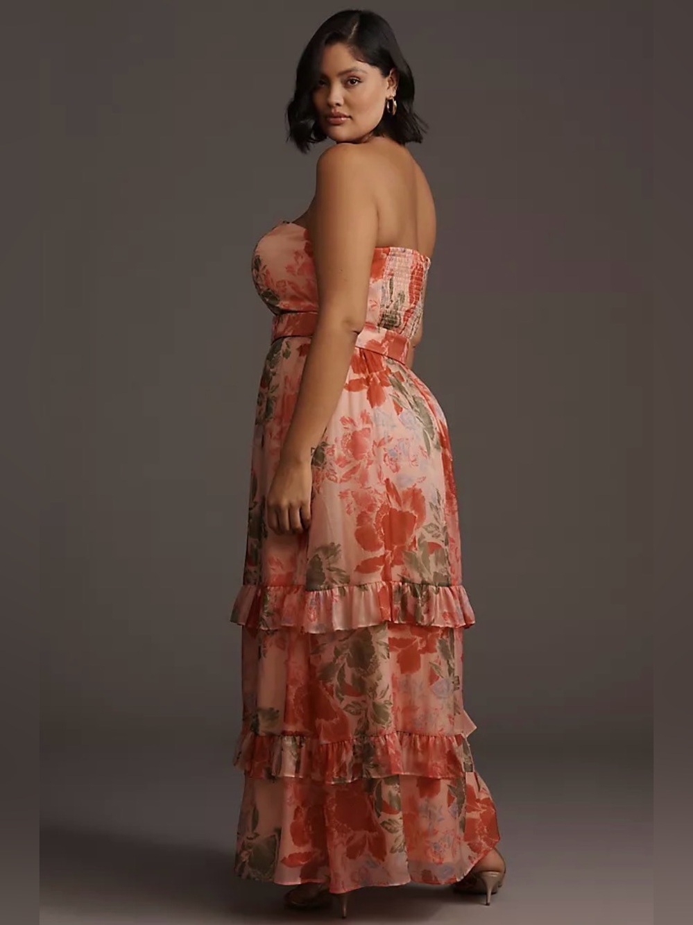 NWT Anthropologie Plus Hutch Sleeveless Pink Floral Maxi Dress Tiered Ruffles